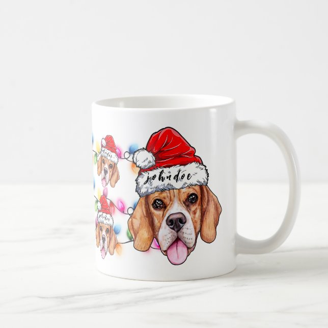 Mug Noël Beagle à thème Animaux de compagnie Amoureux  (Droite)