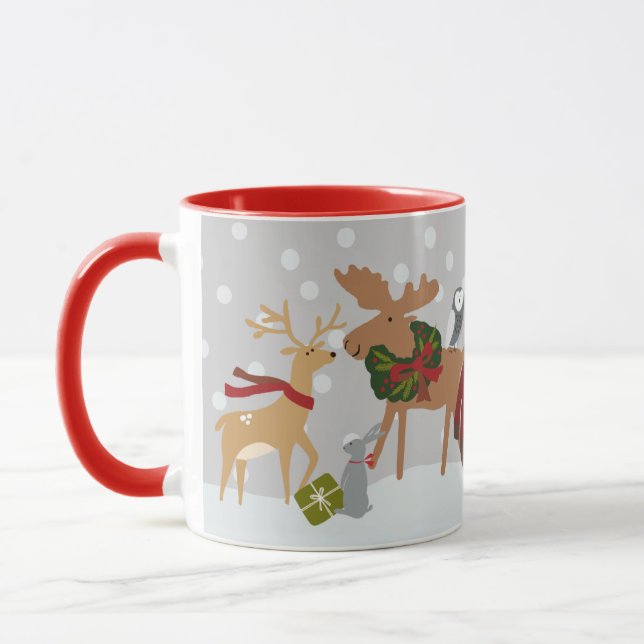 Mug Noël Bois Animaux Jolly Moose Nom de l'ours (Gauche)