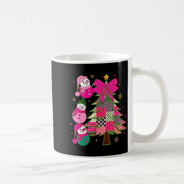 Mug Noël Bonhomme de Neige de Noël Bow Patchwork Coque (Droite)