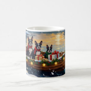 Mug Noël Boston Terrier Bateau Fêtes