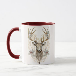 Mug Noël Buck vintage avec houx et baies
