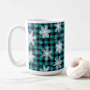 Mug Noël - Buffalo Plaid Snowflakes Turquoises