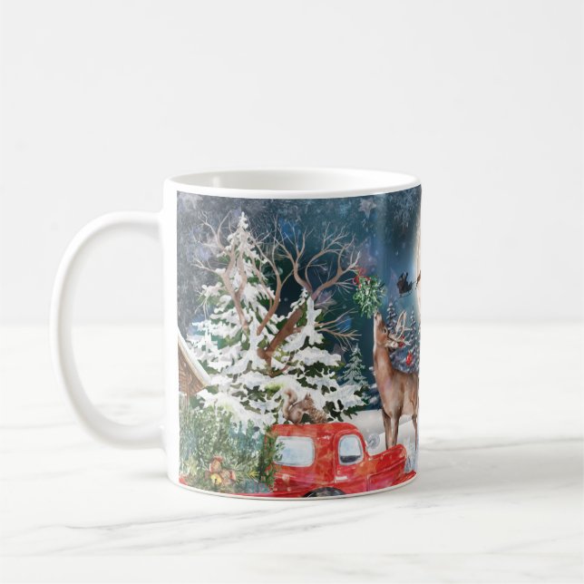 Mug Noël Camion Rouge Père Noël Rustique Vacances d'hi (Gauche)