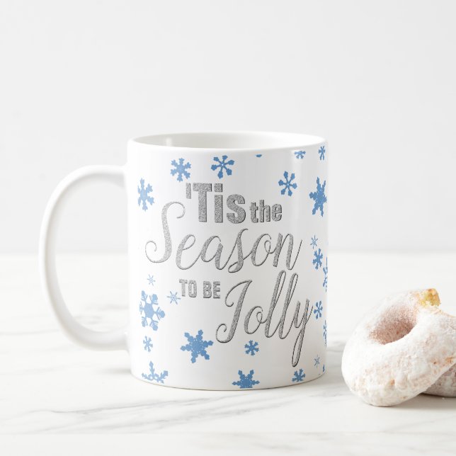 Mug Noël C'est la saison Snowflake Blue Silver (Avec donut)