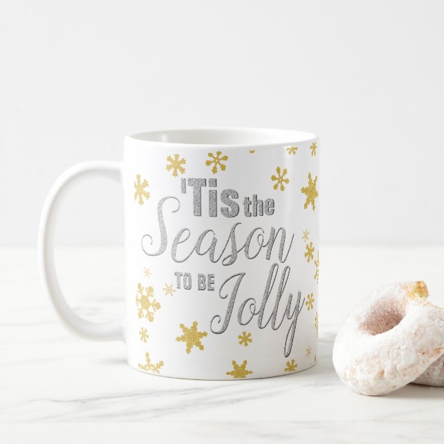 Mug Noël C'est la saison Snowflake Silver Gold (Avec donut)