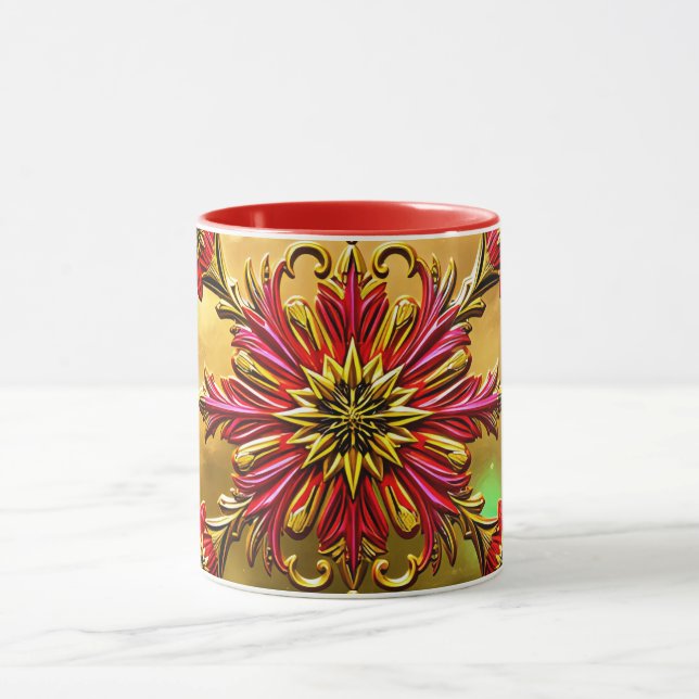 Mug NOËL ~  CHAOTIQUE 3D ~ Rouge et Or ~ (Centre)