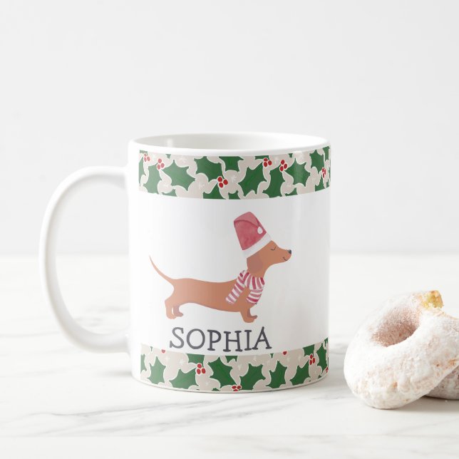 Mug Noël Chien Dachshund (Avec donut)