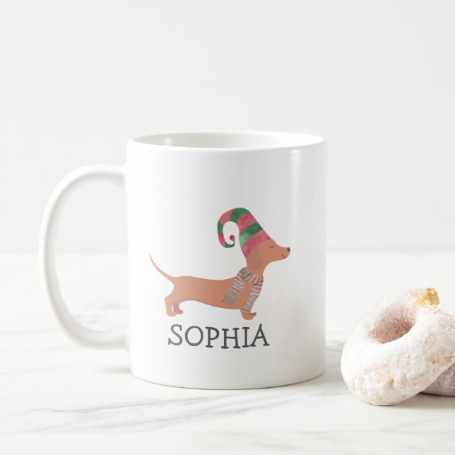 Mug Noël Chien Dachshund (Avec donut)