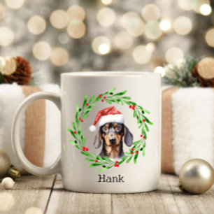 Mug Noël Chien Dachshund Santa Hat