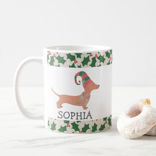 Mug Noël Chien Teckel (Avec donut)