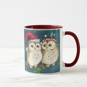 Mug Noël chouette faune sauvage chapeau du Père Noël n