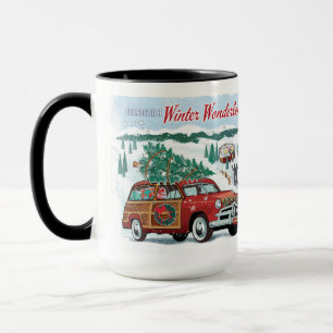 Mug Noël classique en bois Wagon