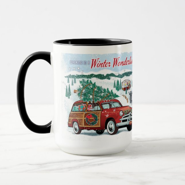 Mug Noël classique en bois Wagon (Gauche)