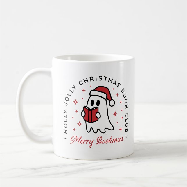 Mug Noël club de Noël fantôme joyeux bookmas preppy (Gauche)