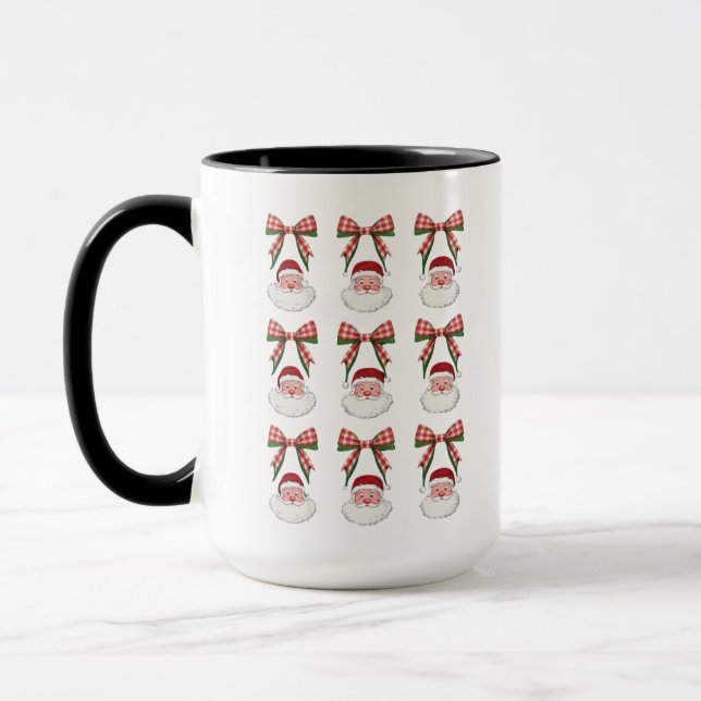 Mug Noël Coquette Bow Santa Vintage Xmas Rétro (Gauche)