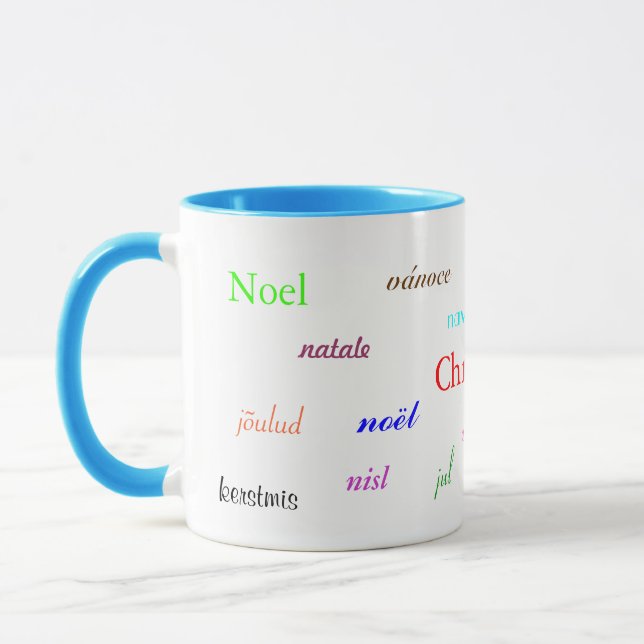 Mug Noël Dans Le Monde En Blanc Et Bleu II (Gauche)