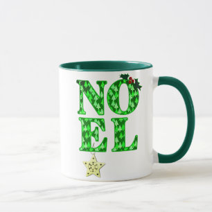 Mug NOEL dans un motif de sapin de Noël vert 