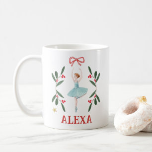 Mug Noël de ballerine botanique mignonne personnalisé