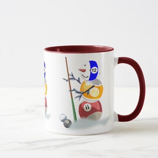 Mug Noël de bonhomme de neige de billards (Droite)
