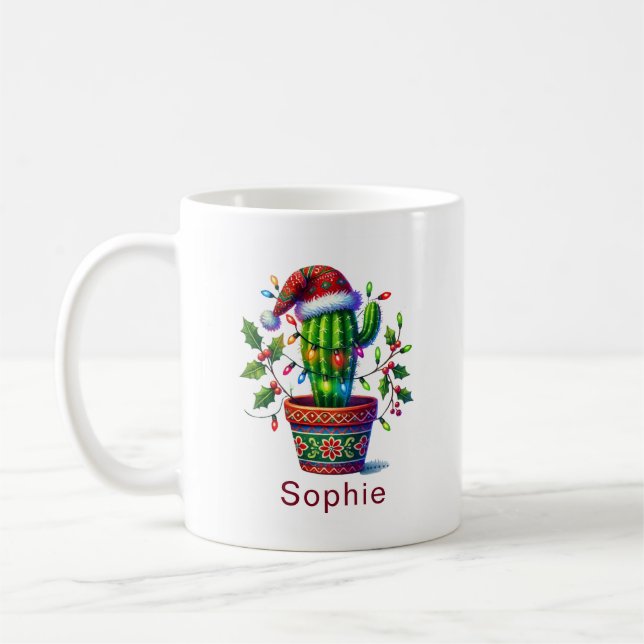 Mug Noël de Cactus scintillant (Gauche)
