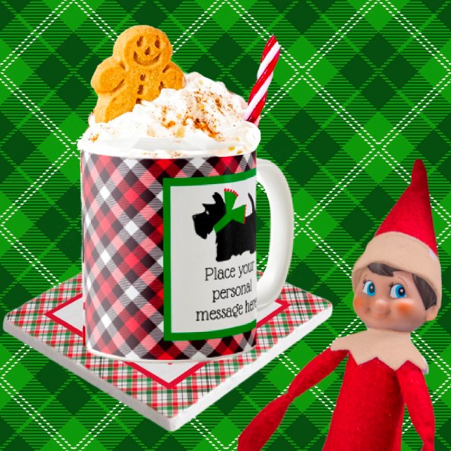 Mug Noël de Chien écossais noir customisé (Créateur téléchargé)