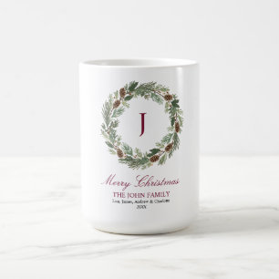 Mug Noël de la couronne de pin rustique