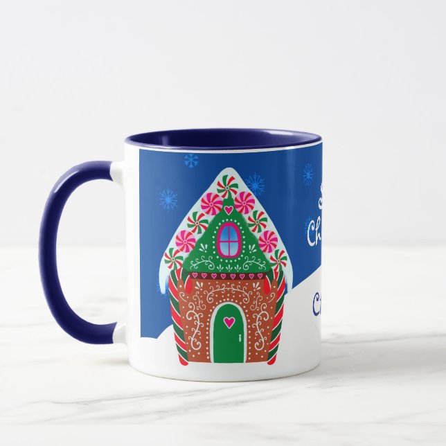 Mug Noël de la maison de pain d'épices d'hiver (Gauche)
