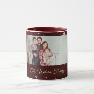 Mug Noël de la nuit rouge et or étoilée