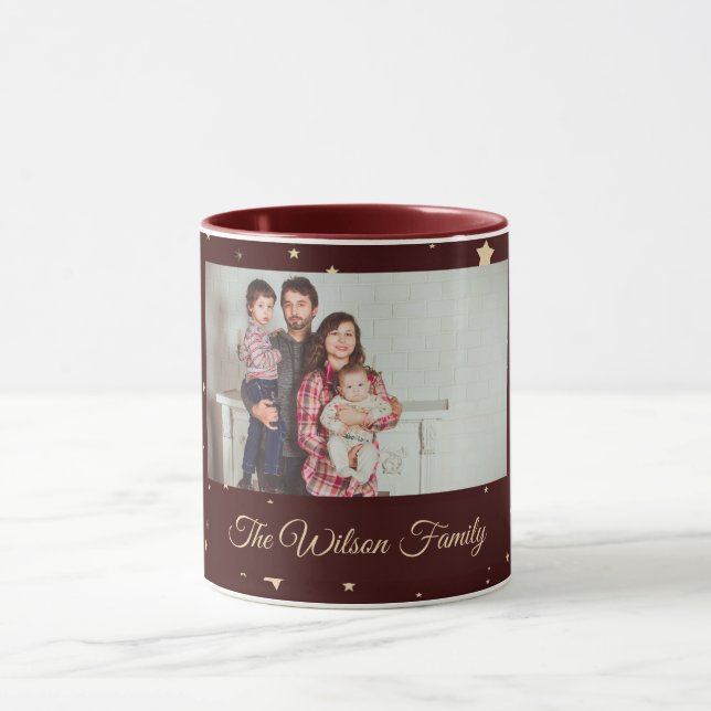 Mug Noël de la nuit rouge et or étoilée (Centre)