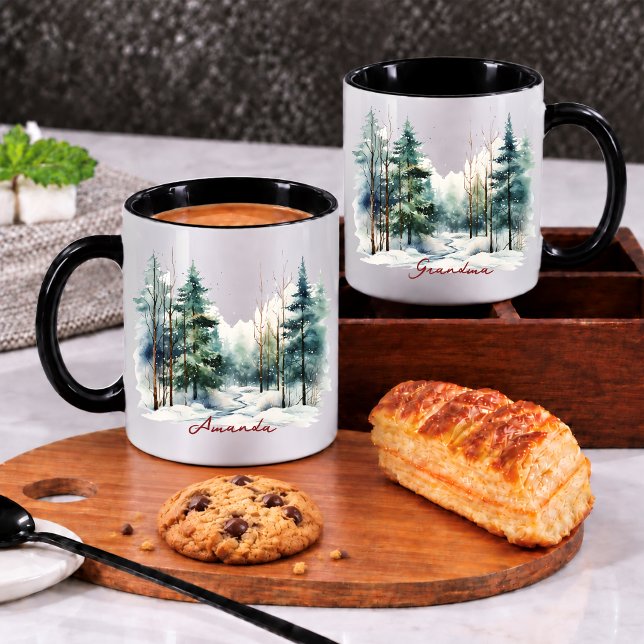 Mug Noël de la pinède vert pâle (Créateur téléchargé)