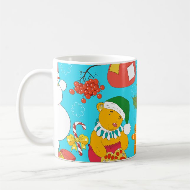 Mug Noël de l'ours en peluche : Motif amical pour les  (Gauche)