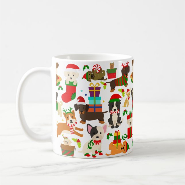 Mug Noël de mignon chien chiot (Gauche)