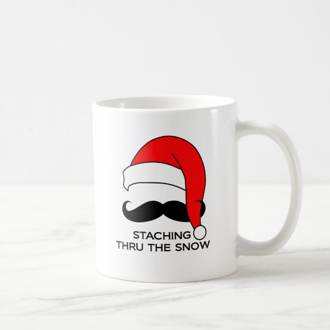 Mug Noël de moustache - Staching par la neige (Droite)