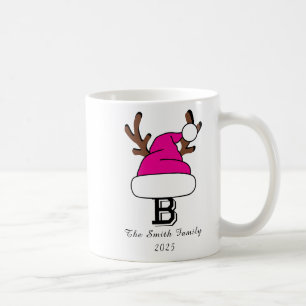 Mug Noël de Noël rose et monogramme