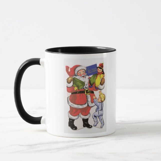 Mug Noël de père, carte de Noël victorienne (Gauche)