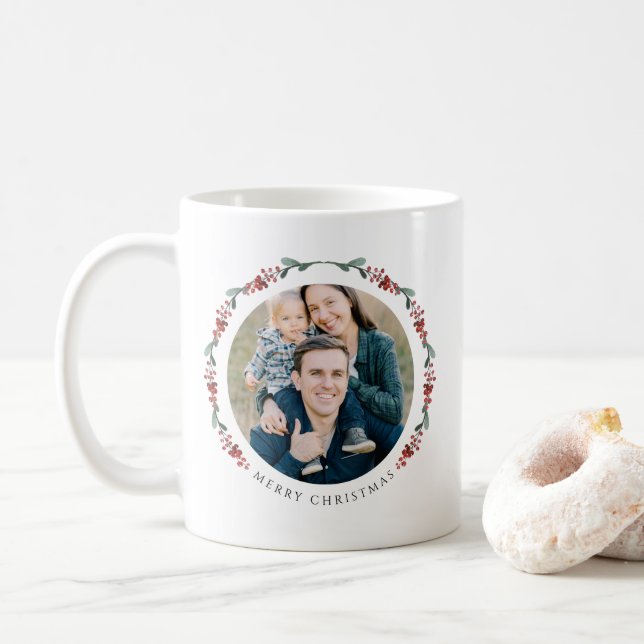 Mug Noël de photo botanique moderne (Avec donut)
