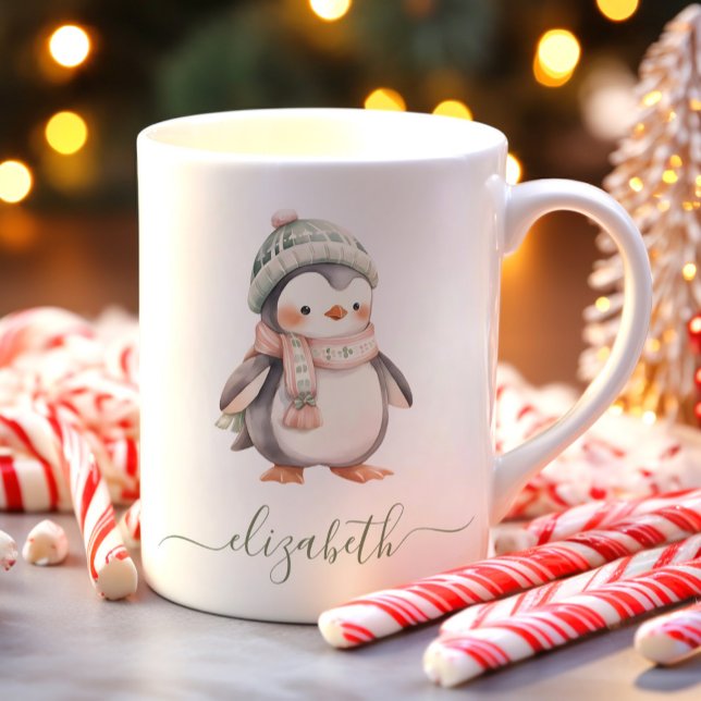 Mug Noël de pingouin personnalisé mignon (Créateur téléchargé)