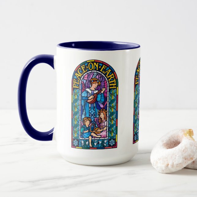 Mug Noël de Pre-Raphaelite de la Paix-sur-Terre de (Avec donut)