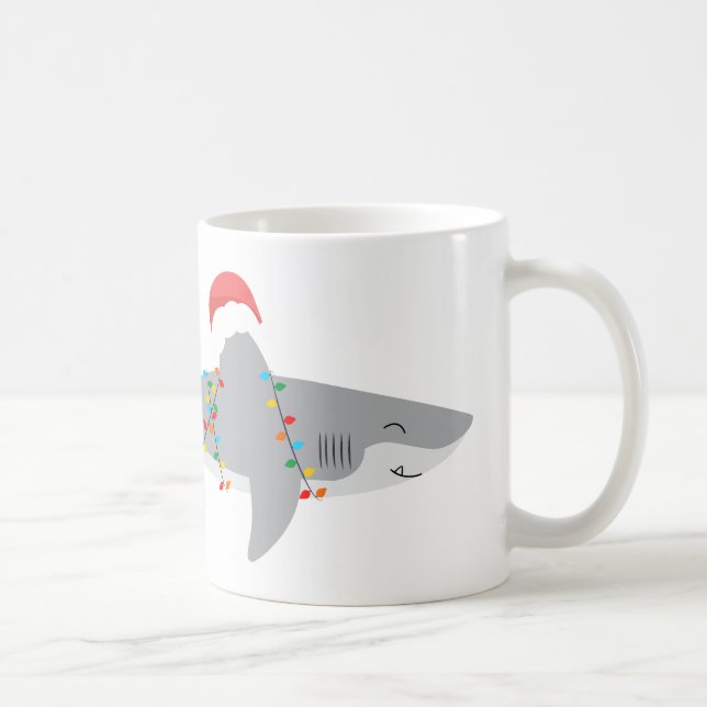 Mug Noel de requin drôle avec nom (Droite)