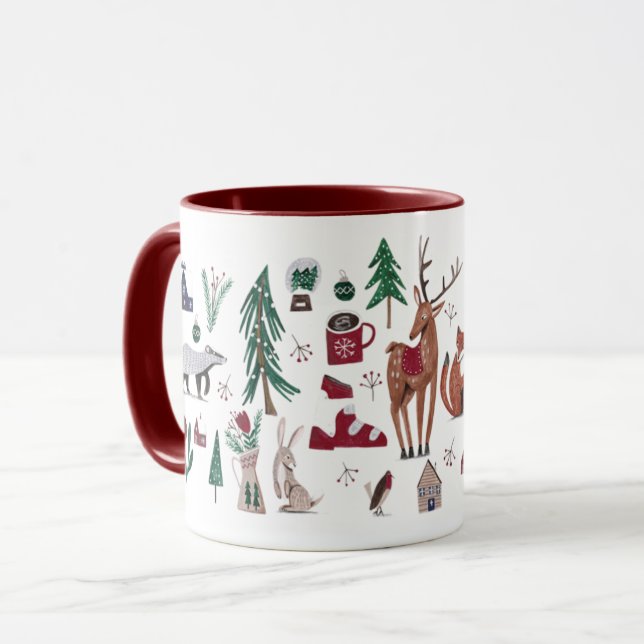Mug Noël de ski nordique des bois (Devant gauche)