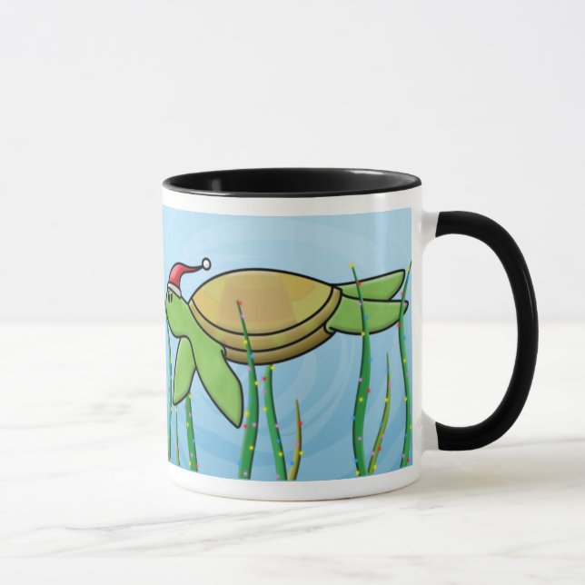 Mug Noël de tortue de mer verte de Kawaii (Droite)