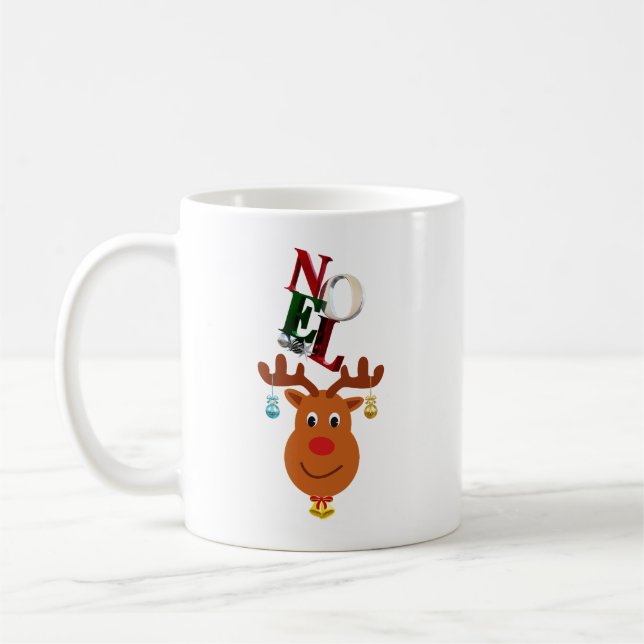 Mug Noel Deer Bells Bauble Rudolf Snowflakes Noël (Gauche)