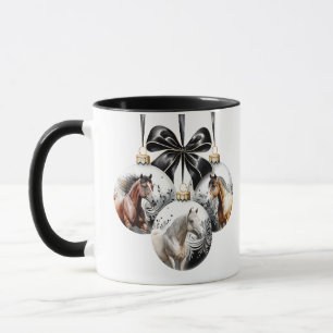 Mug Noël des chevaux noirs et or
