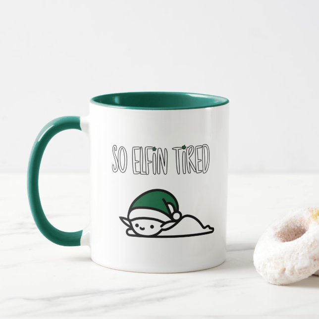 Mug Noël des elfes endormis - pour Noël (Avec donut)