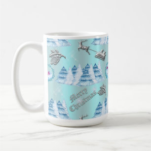 Mug Noël des Merveilles d'hiver en argent et bleu