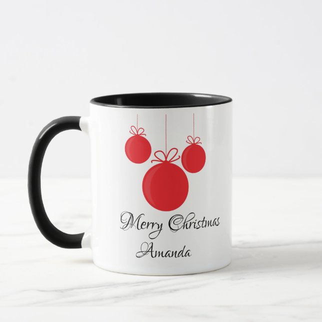Mug Noël des ornements rouges (Gauche)