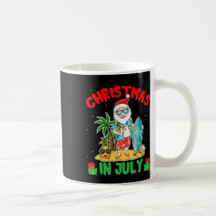 Mug Noël d'été en juillet - Santa tropical surfant