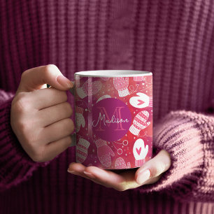 Mug Noël d'hiver Mittens Motif en rose