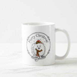 Mug Noël d'hiver Poméranien (blanc) Écharpe de chien N