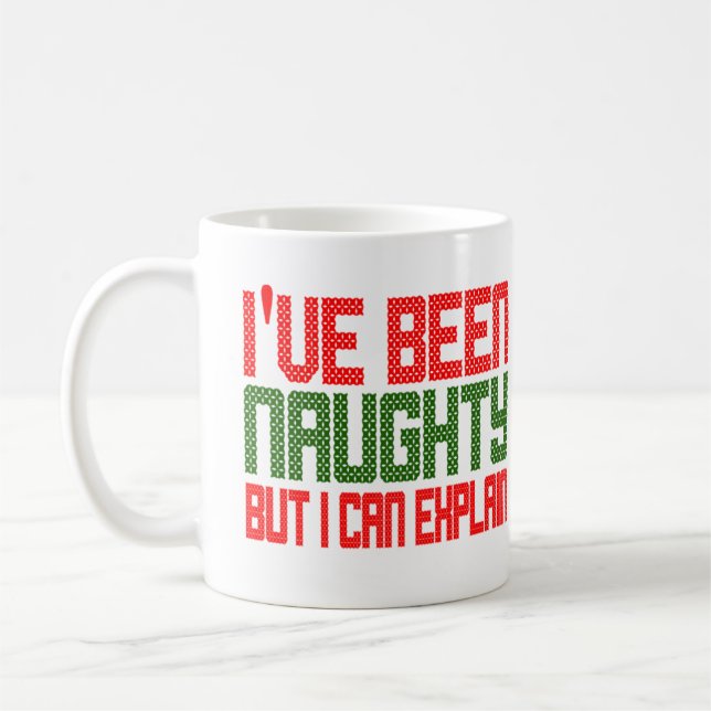 Mug Noël drôle J'ai été coquin croix scintillant (Gauche)